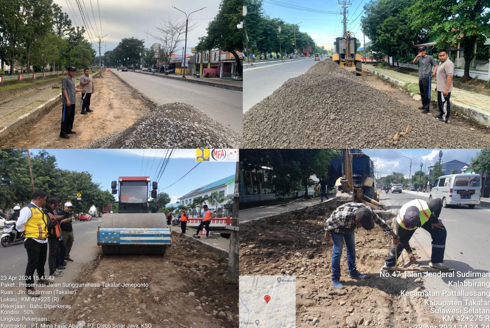 Jelang Pembukaan MTQ Ke XXXIII, Pj. Bupati, Pantau Pengaspalan Bahu Jalan Poros Takalar