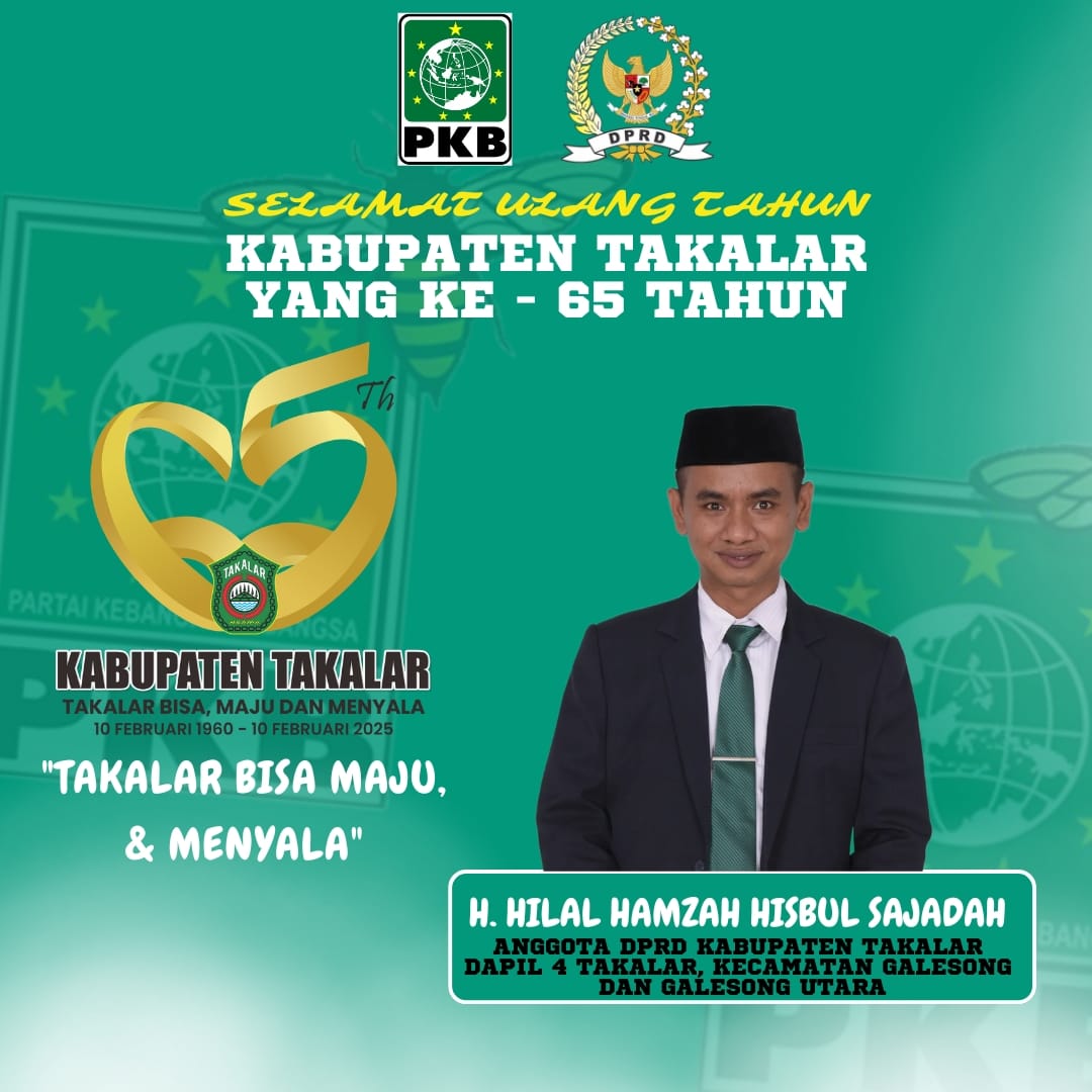 HUT Takalar ke-65, Anggota DPRD Takalar Partai PKB - Hilal Hamzah Hisbul Sajadah HUT Takalar ke-65, Anggota DPRD Takalar Partai PKB - Hilal Hamzah Hisbul Sajadah