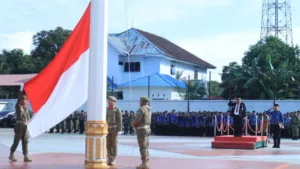 Bupati Takalar Daeng Manye menyampaikan pidato amanat upacara Hari Kebangkitan Nasional 2026 (Harkitnas) di Lapangan Kantor Bupati.
