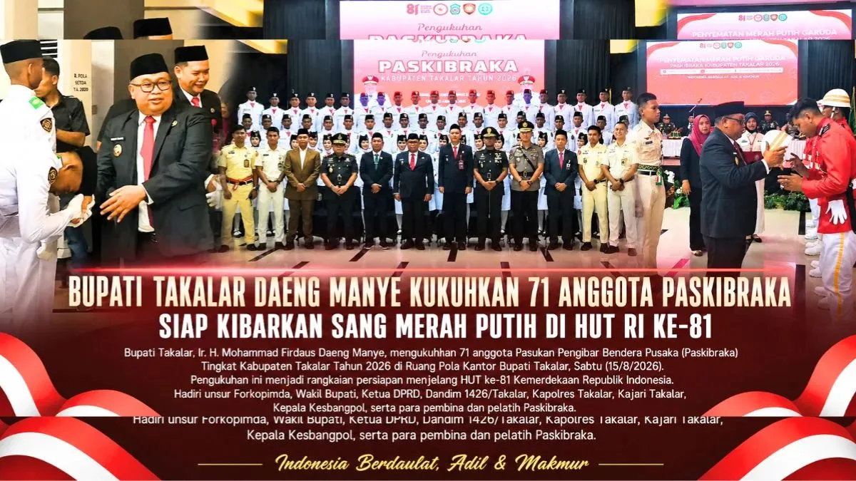 Bupati Daeng Manye Kukuhkan 71 Anggota Paskibraka Takalar Bupati Daeng Manye Kukuhkan 71 Anggota Paskibraka Takalar