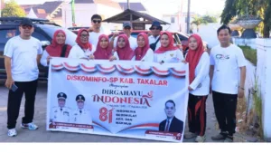 Perkuat Kebersamaan, Diskominfo-SP Takalar Meriahkan Jalan Santai HUT Ke-81 RI