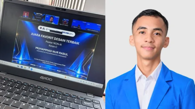 Mahasiswa Unismuh Muhammad Nur Rasul Sabet Juara Favorit Poster Non-AI PTMA 2026