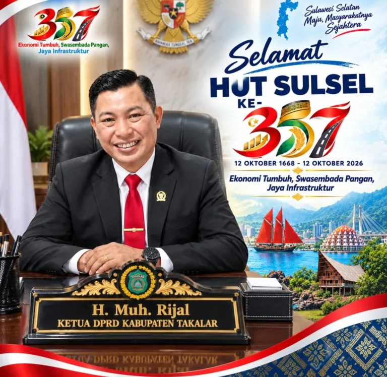 Hari Jadi Sulsel ke-357, Ketua DPRD Takalar Ajak Masyarakat Perkuat Gotong Royong