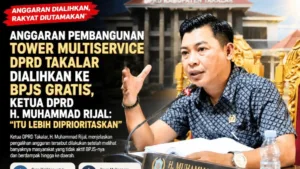 Infografis pengalihan anggaran pembangunan Tower Multiservice DPRD Takalar ke BPJS Kesehatan gratis